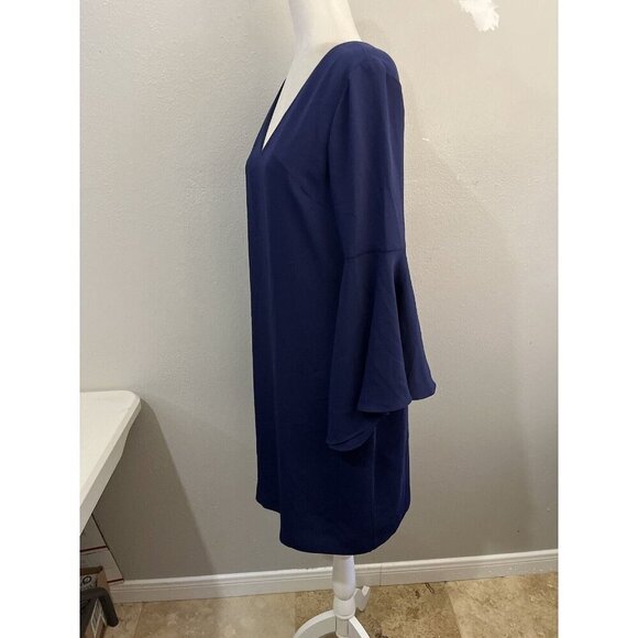 Trina Turk Nico Shift Dress Navy Blue Bell Sleeve Size Small - Picture 5 of 12